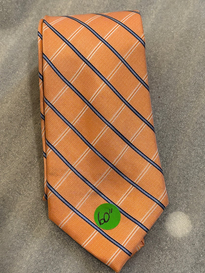 Nautica Orange w/ Blue Stripes 100% Silk Tie