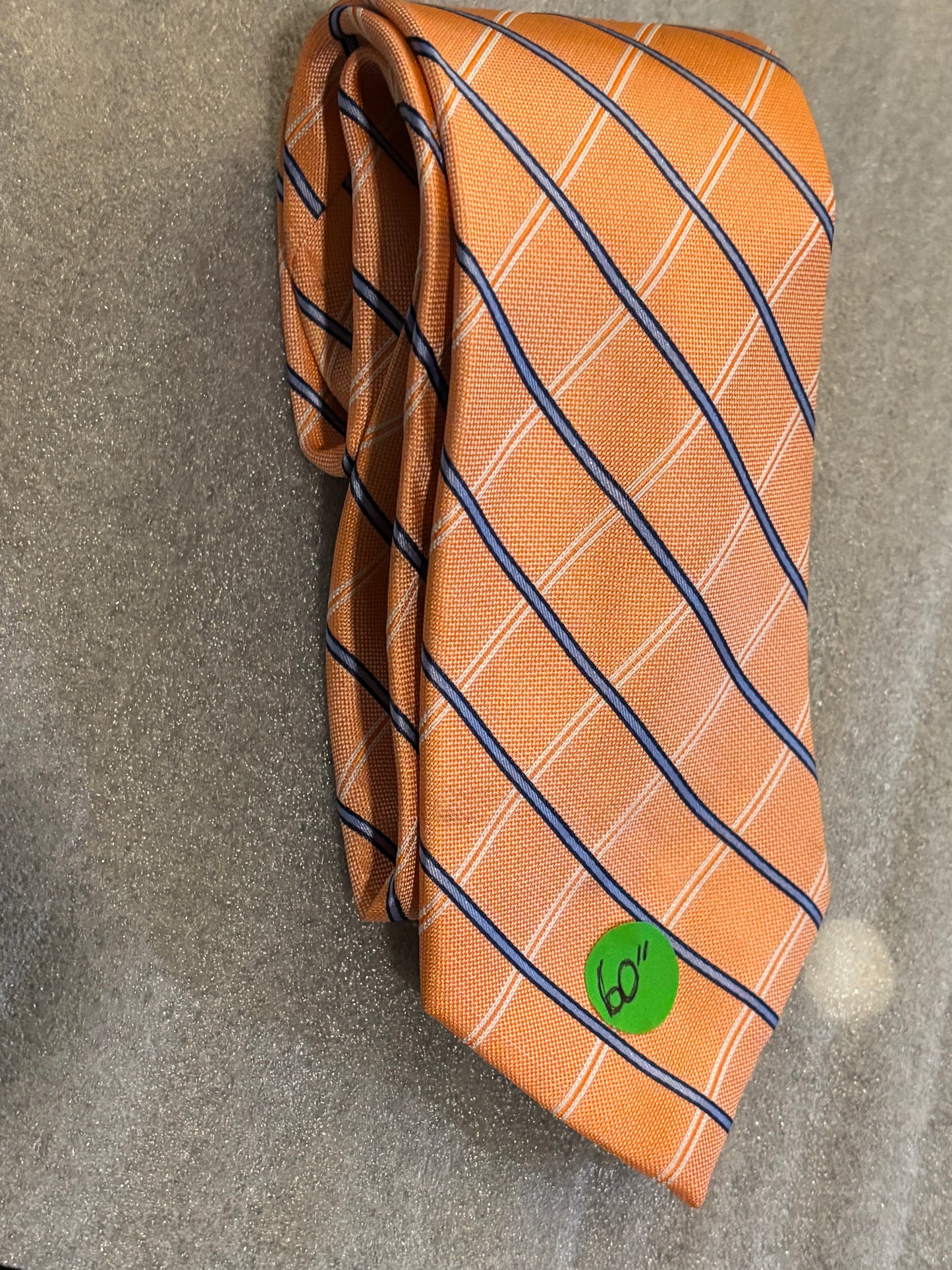 Nautica Orange w/ Blue Stripes 100% Silk Tie