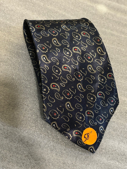 Blue Paisley 100% Polyester Tie 58in