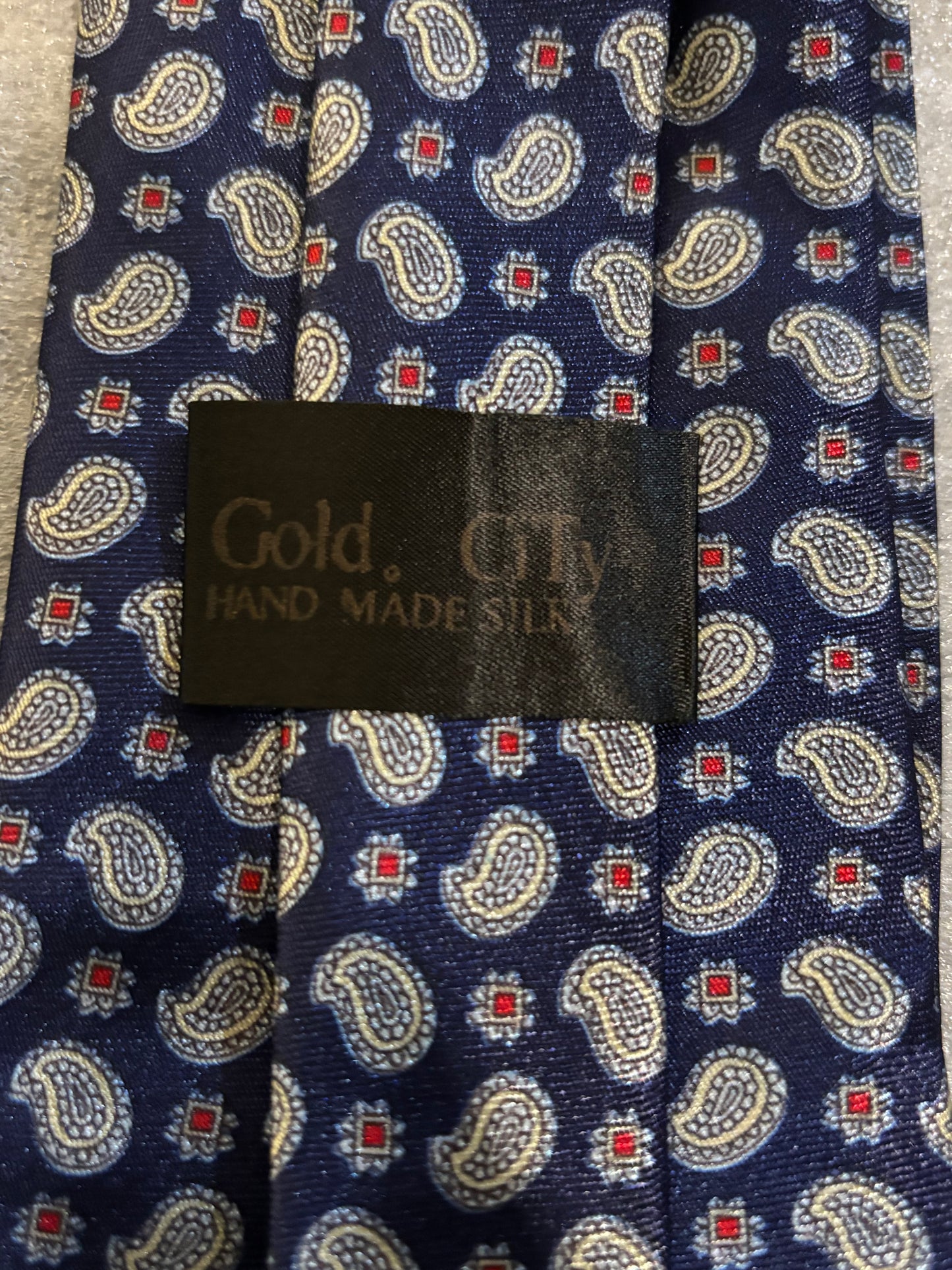 Gold City Handmade Silk Blue Bandana Tie 58in