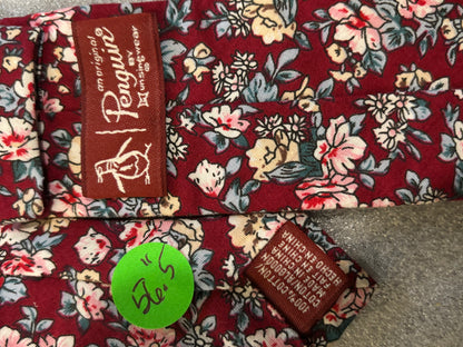 Penguin Red w/ Floral Design 56.5In 100% Cotton Tie