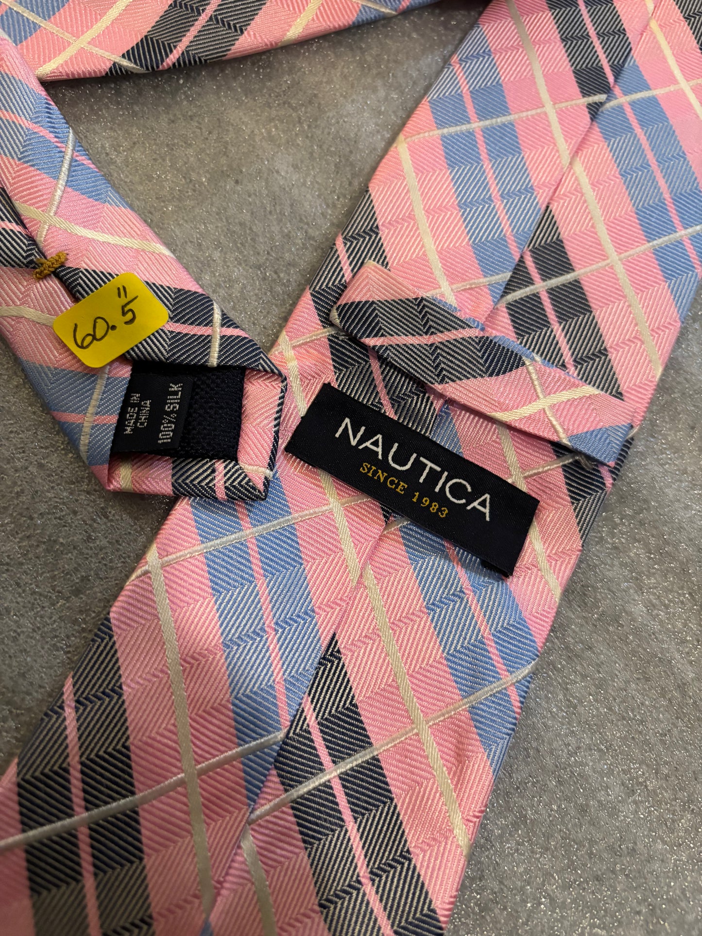 Nautica Pink w/ Stripes 100% Silk 60.5in Tie