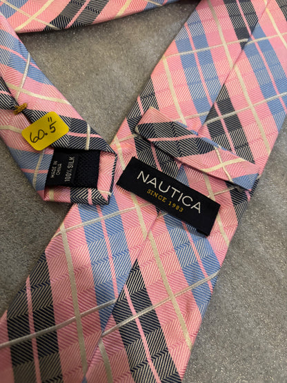 Nautica Pink w/ Stripes 100% Silk 60.5in Tie
