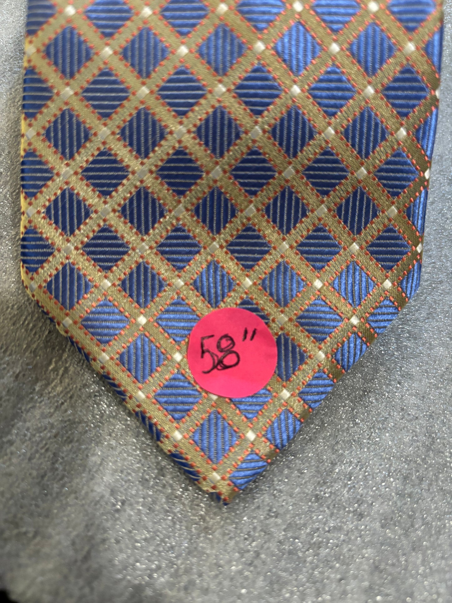 Wehug Royal Blue Gold Stripes 100% Silk 58in Tie