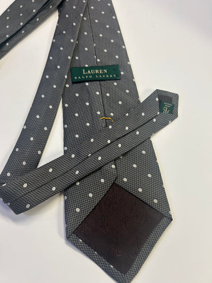 Ralph Lauren charcoal gray Tie w/ White PolkaDots