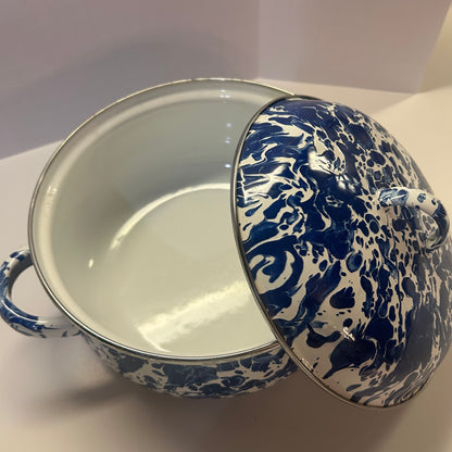 Blue and White Swirl Design 2 Handle Cookware Pot 6qt