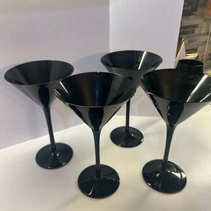 Elegant Blackest Black Martini Glasses (set of 4)