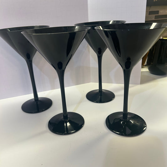 Elegant Blackest Black Martini Glasses (set of 4)