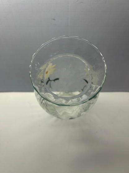 White Floral Glass Vase 10 inches Tall