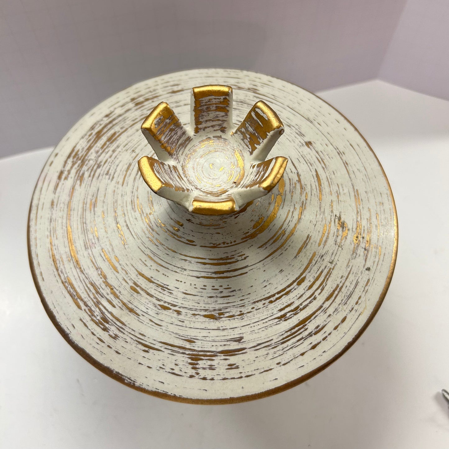 VINTAGE-MID CENTURY ROYAL HAGER GOLD TWEED GLAZE TRINKET DISH
