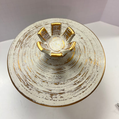 VINTAGE-MID CENTURY ROYAL HAGER GOLD TWEED GLAZE TRINKET DISH