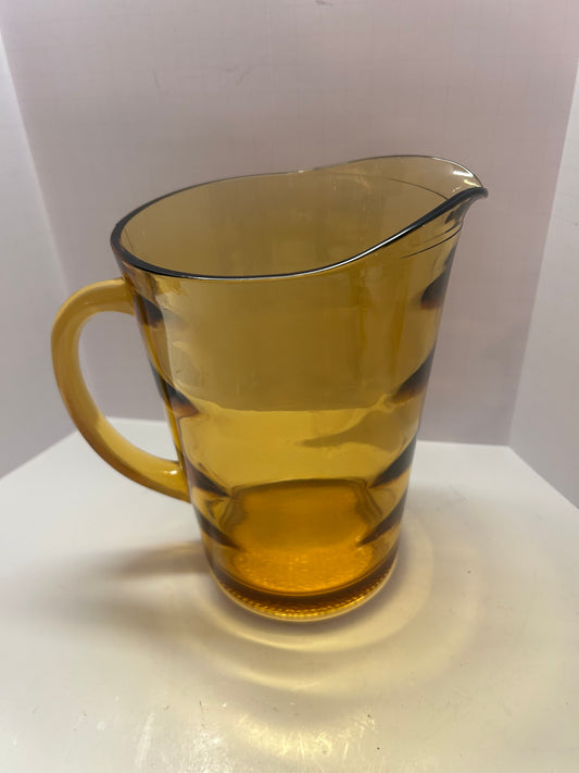 Vintage Amber Gold Glass Pitcher