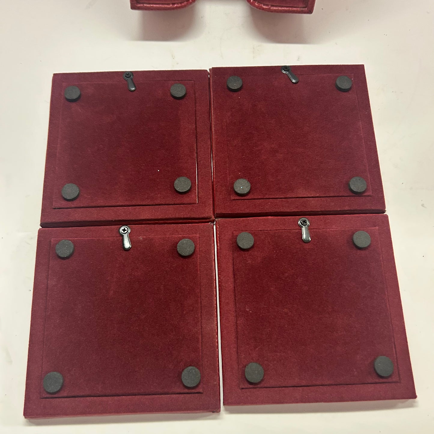 RED VEGAN LEATHER PICTURE FRAME COASTERS