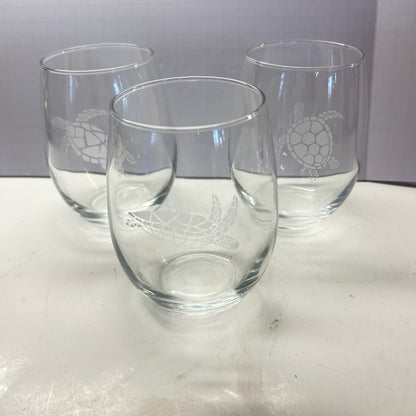 Turtle Design Drinking Glasses (set of 3)