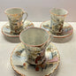 Vintage Oriental Designed Tea Cup and Saucer (Set of 3)