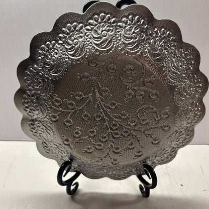 Royal Purple Glass Decorative Dessert Trinket/Candy Dish 8in diameter