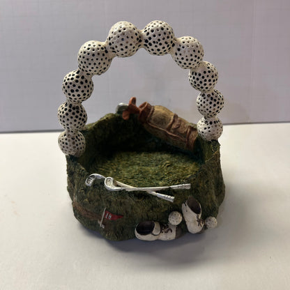 Ceramic Golf Themed Basket with Golf Ball Handle Trinket Holder