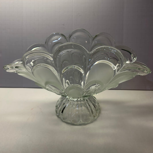 Vintage Glass Pedestal Floral Dish
