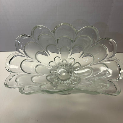 Vintage Glass Pedestal Floral Dish