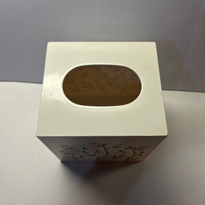 Creamy and Pink Rose Floral Design Tissue Box
