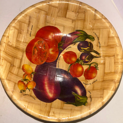 Vintage Small Wood Vegetable Themed Bowls (Set of 2)