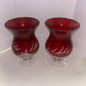 Vintage LENOX Floral Christmas Ruby Red Hurricane Votive Candle Holder Etched (set of 2)