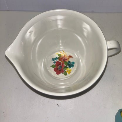 Pioneer woman White Creamer w/ Multi-Color Flower Design w/ Multi-Color Measuring spoons