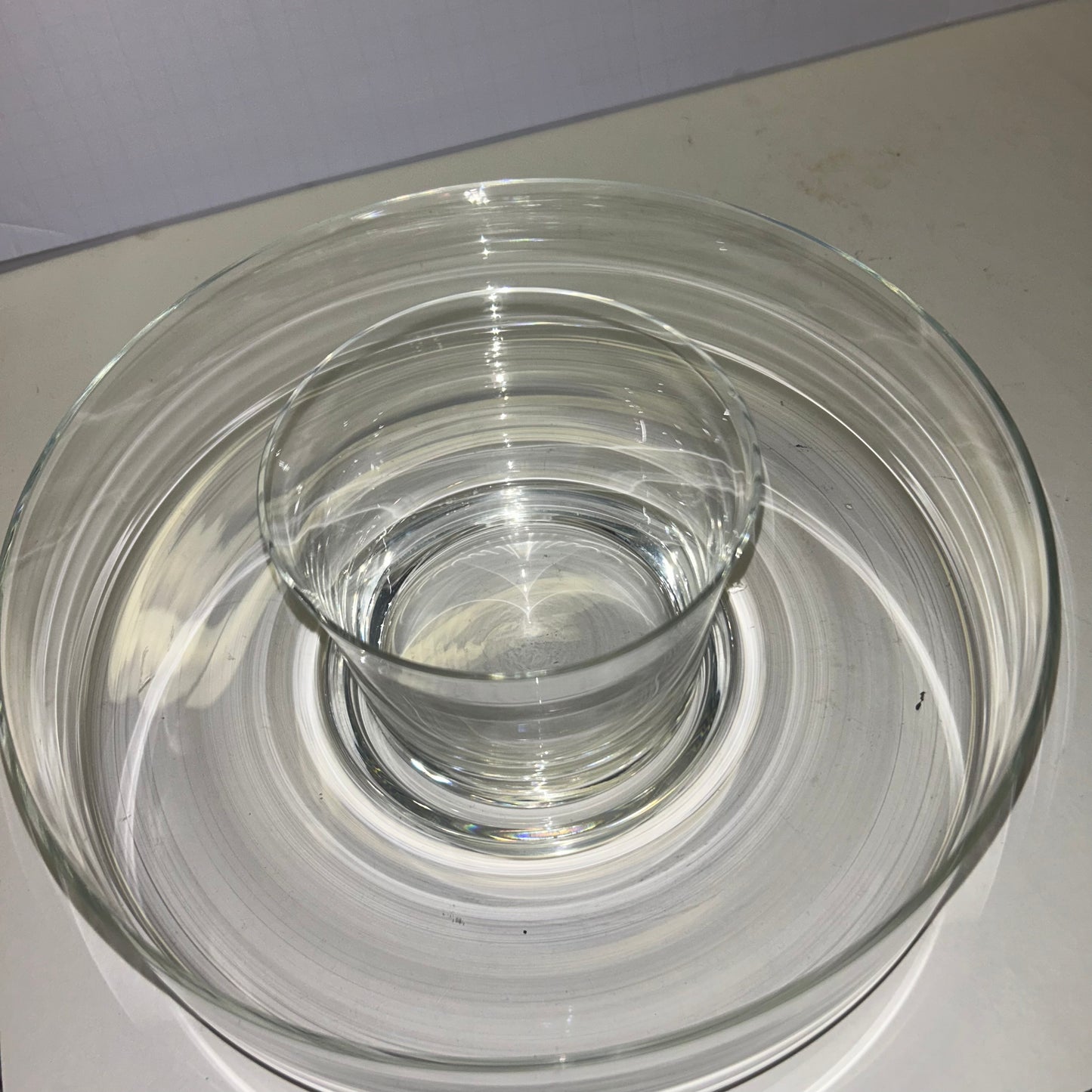 Glass Serving Dish w/ Center Dip Bowl