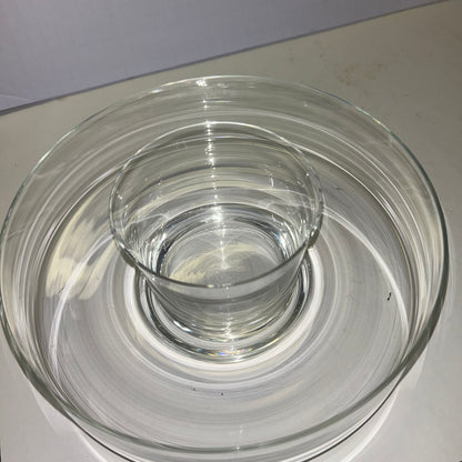 Glass Serving Dish w/ Center Dip Bowl