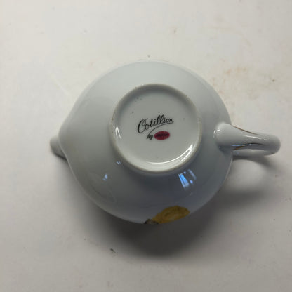 Porcelain White Creamers w/ Gold Trim & Yellow Flower Design