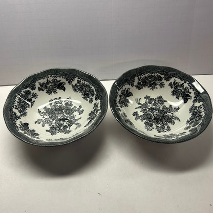Victorian Black & White Floral Design Bowls (set of 2)