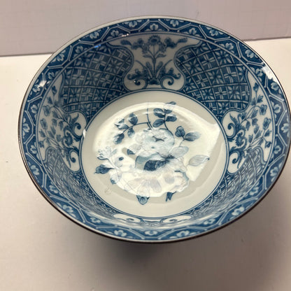 Porcelain￼Blue & White oriental and ￼Floral Design Bowl