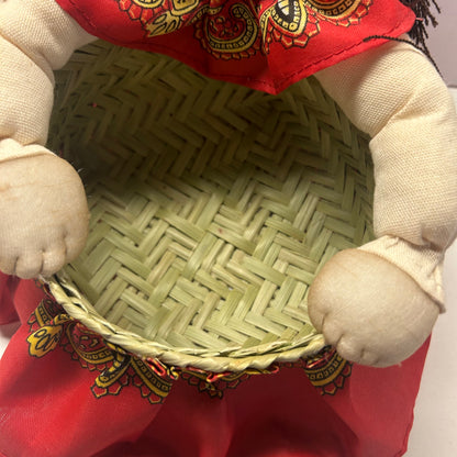 Vintage Decorative Indigenous Cloth Doll Basket