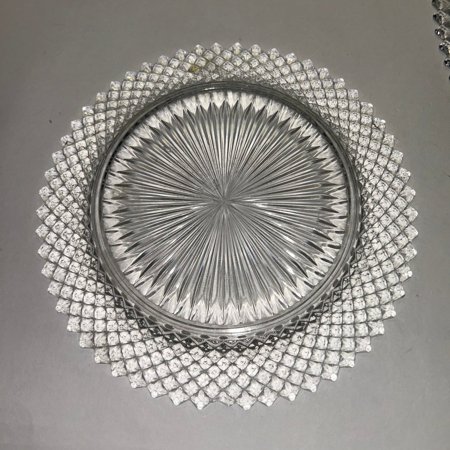 Vintage Princess Diamond Cut Crystal Glass Decor Plate and Bowl (Set of 3)