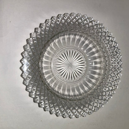Vintage Princess Diamond Cut Crystal Glass Decor Plate and Bowl (Set of 3)