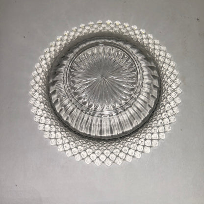 Vintage Princess Diamond Cut Crystal Glass Decor Plate and Bowl (Set of 3)