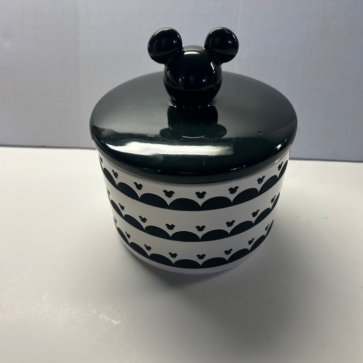 Disney Mickey Mouse Black & White Cannister Jar w/ Black Lid