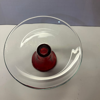 Red Pedestal Glass Dessert Dish