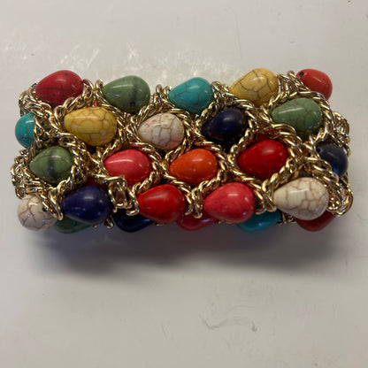 Multi-Color and Gold Beaded Bracelet w/ stretch (Lg size) stretch