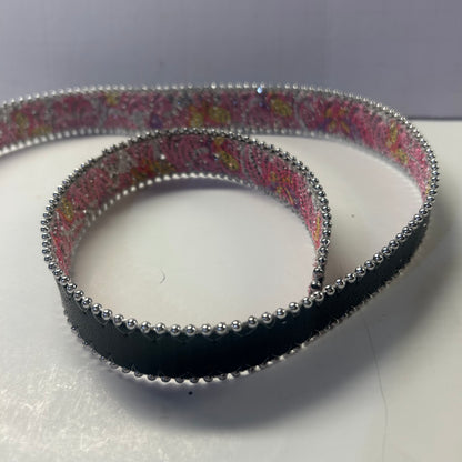 Pink Glitter Belt w/ Silver Beaded Trim for Girls 31”