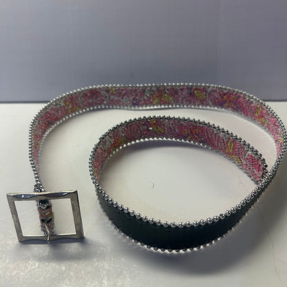 Pink Glitter Belt w/ Silver Beaded Trim for Girls 31”