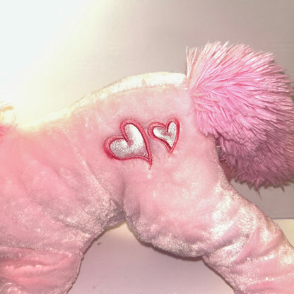 Pink Stuffed Unicorn w/ Red Hearts Lg Size