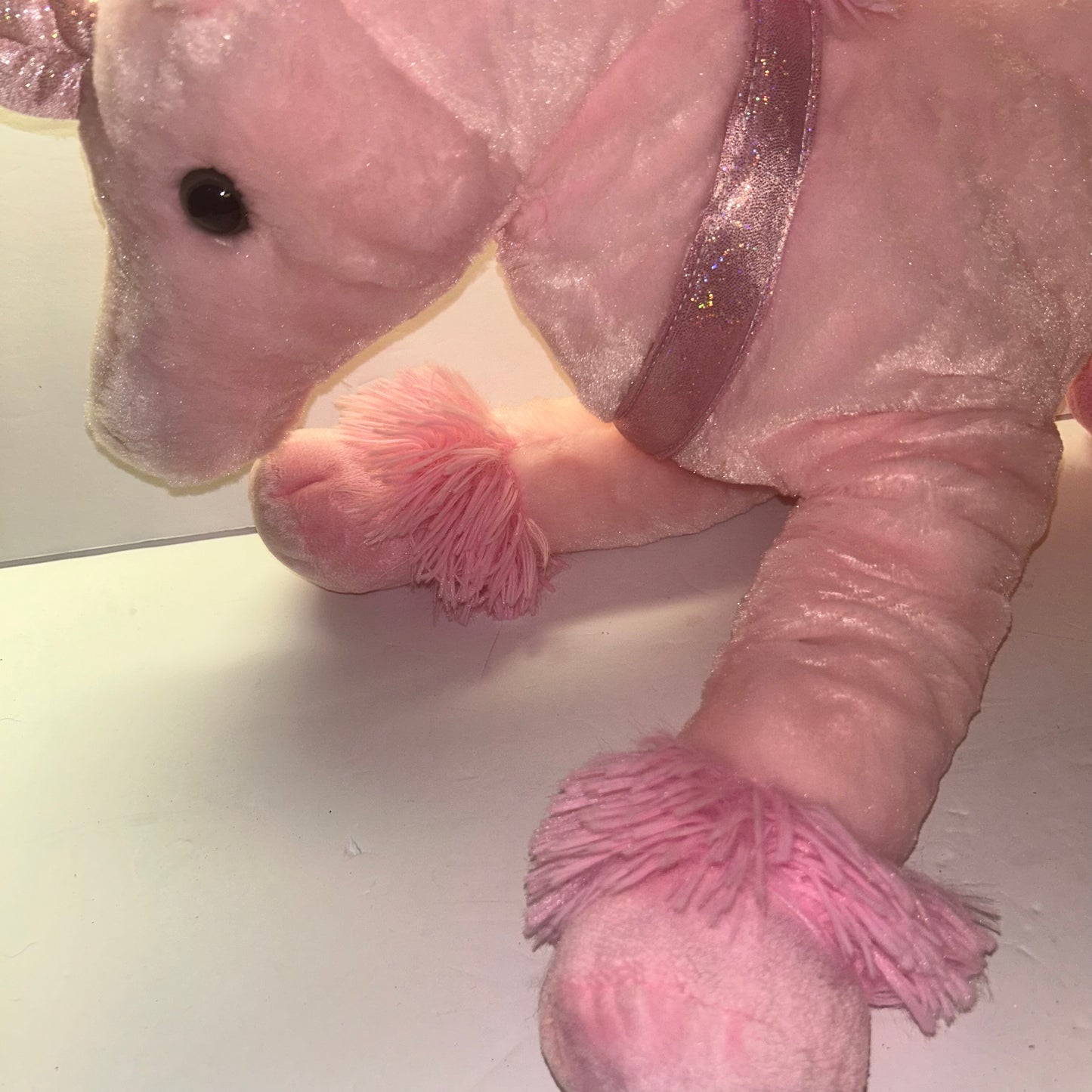 Pink Stuffed Unicorn w/ Red Hearts Lg Size