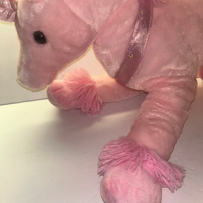 Pink Stuffed Unicorn w/ Red Hearts Lg Size
