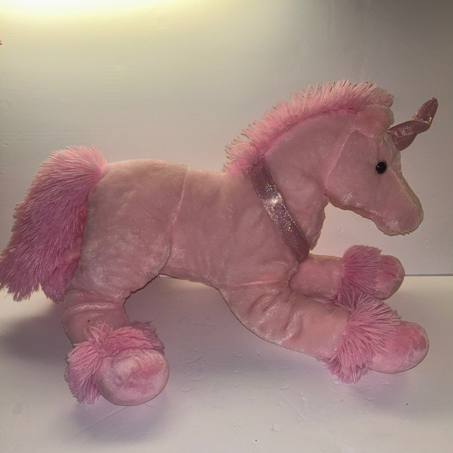 Pink Stuffed Unicorn w/ Red Hearts Lg Size