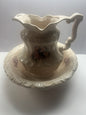 Vintage ceramic and crackle with floral design patterned Pitcher and bowl set