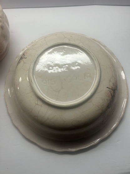 Vintage ceramic and crackle with floral design patterned Pitcher and bowl set
