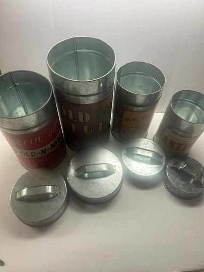 Antique Styled Metal Canisters/Storage Containers(set of 4)