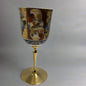 Muromachi Kutani Japanese Porcelain Wine Glasses & Brass Stem