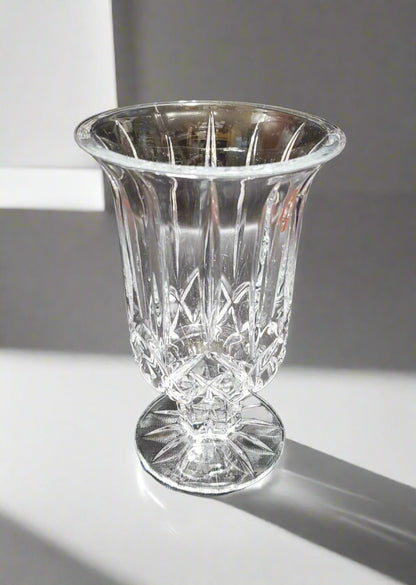ST George Crystal Pedestal Vase Glasses (4 Count) 7" Vintage